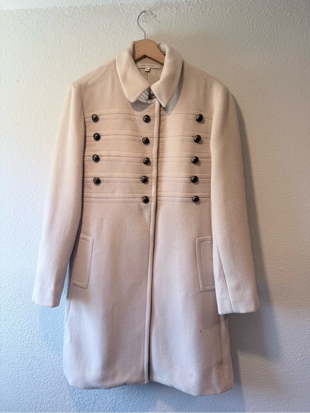 MARC JACOBS Vintage Cream Military Inspired Cashmere Pea Coat